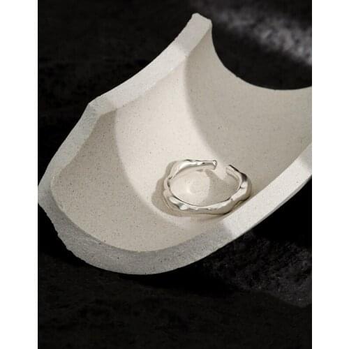 Real 925 Sterling Silver Irregular Rings For Women Finger Jewelry 2021, Minimalist Wedding Ring Woman Accessories Birthday Gifts