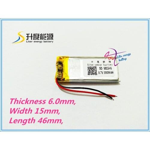 Liter energy battery 3.7V tablet battery 601546 380MAH recording pen pen steelmate remote control