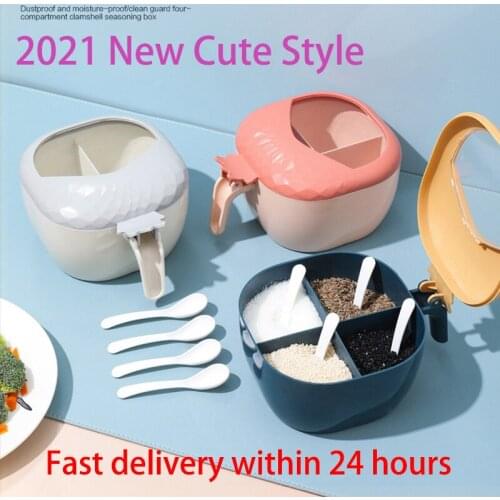 Kawaii Style Spice Jar Seasoning Box Salt And Pepper Shakers Household Sugar Cereal Herb Container Kitchen Organizer And Storage