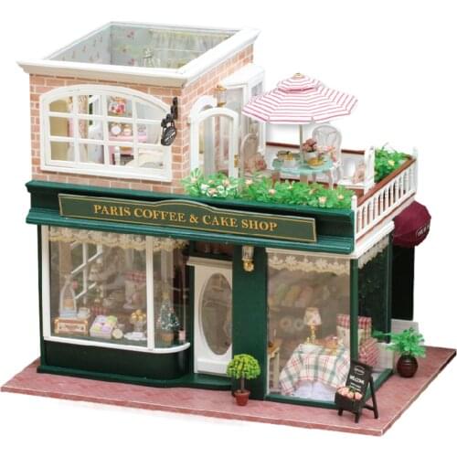 DIY Miniature Dollhouse Furniture Paris Coffee & Cake Shop for Kids Adults