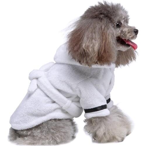 Soft Pet Bathrobe Adjustable Belt Pajamas Polyester Quick-drying Robe Bathrobe Warm Animal Pajamas Hooded