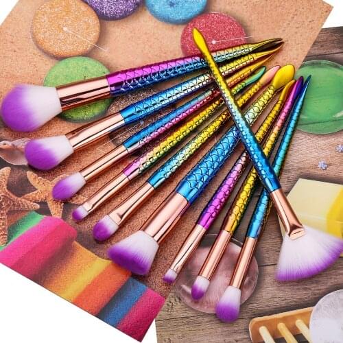 10pcs/set Mermaid Mythical Makeup brushes Beauty Cosmetics Powder Foundation Blending Blush Eyebrow Make up Brush tool Kit Set