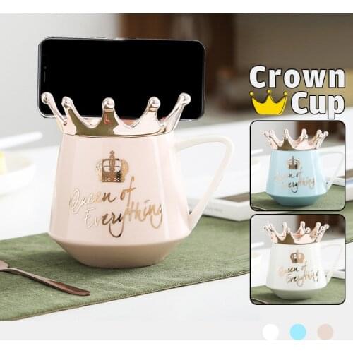 Nordic Wind Pink Queen Of Everything Creative Crown Theme Milk Coffee Mugs Cartoon Crown Mugs Breakfast Cup Girlfriend Gift