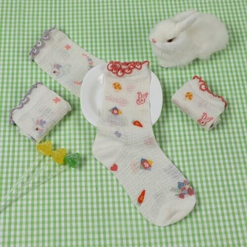 Summer Autumn Women Sweet Style Socks Ruffles 2 Pairs Lace Flower Short Sock Girl Socks Thin Section Femme Socks