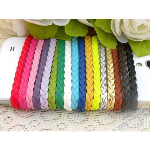 Wholesale 17colors 100meters 328 feet 7mm Wide Flat Faux Braid Leather Cord, Bracelet Cord, DIY Accessory Cord