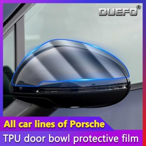For Porsche Cayenne macan 911 Rearview Mirror Cover TPU Transparent Protective Film Anti-Scratch Driver Mirror Shell Stickers
