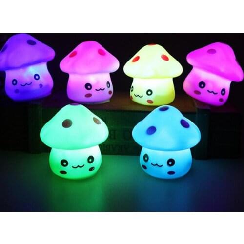 Romantic Colorful Mushroom Christmas LED Night Light Lamp Child Bedroom Desk Bedside Lamp for Baby Kids Christmas Gifts