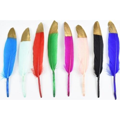 Silver Gold Dipped Duck Feathers Goose Feathers for Crafts 10-15CM Natural Colored Feathers for Needlework Plume Decoration DIY