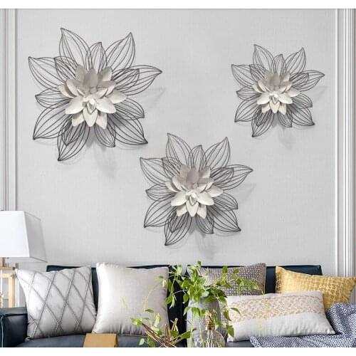 Modern Luxury Wrought Iron Flower Wall Hangings Home Livingroom Wall Mural Crafts Hotel Sofa Background Wall Sticker Decoration
