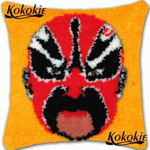 Latch hook Peking Opera pillow kits cushion Crochet Hook Embroidery yarn Pillows Case Making cross stitch kits 3d carpet