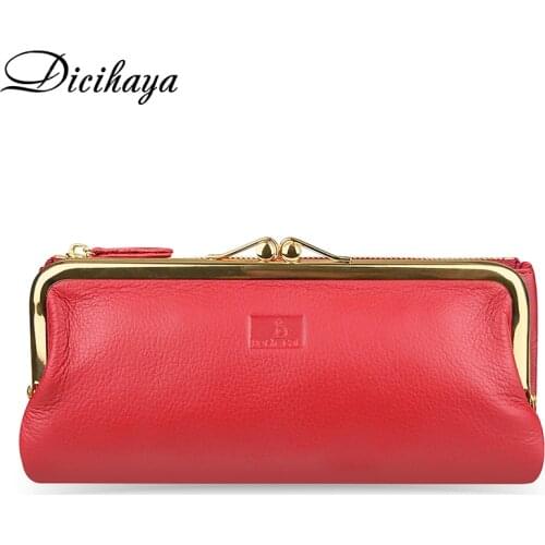 DICIHAYA Genuine Leather Women Wallet Long Female Coin Purse Handbag Clutches Money Bag Laydies Cell Phone Handy Bags Walet