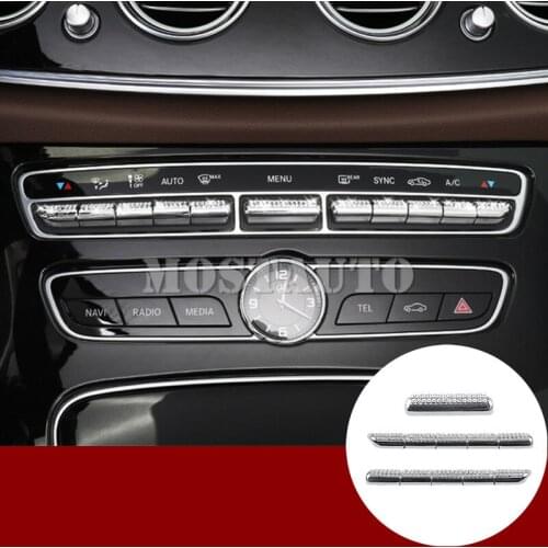 For Benz E Class W213 Rhinestone Style Center Console Control Button Trim Cover 2017-2018 11pcs Car Accessories Interior