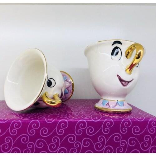 2 Pack Beauty and The Beast Ceramic Mug Mrs. Potts Tea Ceremony Mrs. Archie Cup Personalized Coffee Milk Cup Set Ceramic Mug