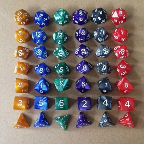 2021 Newest Dice 7pcs/Set 6-color Game Multi Sides Dices Game Playing Mixed Color For Parties TRPG Gamer For Gamer Portable