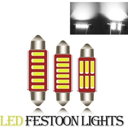 20x Festoon 38mm 39mm LED Bulb C5W C10W Super Bright 7020 SMD Canbus Auto Interior Dome Map License Palte Lamp Car Styling Light