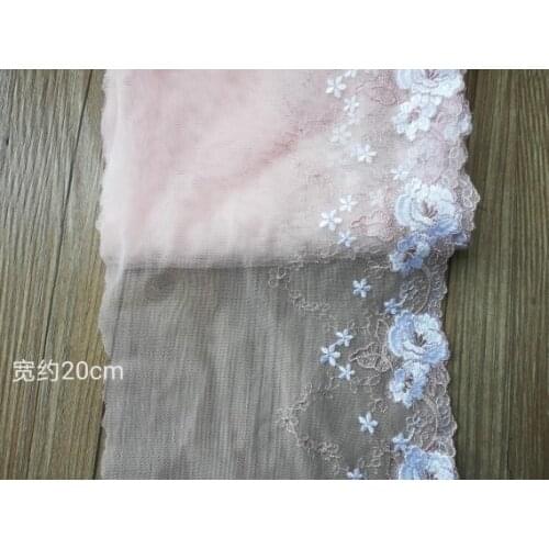 20Yds Embroidery Violet Pink Lace Trim Fabric Sewing Applique DIY Ribbon Trim Mesh Tulle 22cm Cloth Dress Decor Dolls Materal