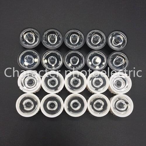 50pcs/lot Led Lens 5 10 30 45 60 90 120 Degree for diy 1w 3w 5W Aquarium grow led light,Black White Holder Plano Lens Reflectors