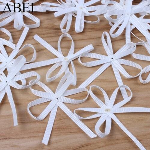 50pcs/lot White Satin Ribbon Bow DIY Handmade Bow Ties Gift Flower Packing Scrapbooking Decoration Sewing Garments Accessories