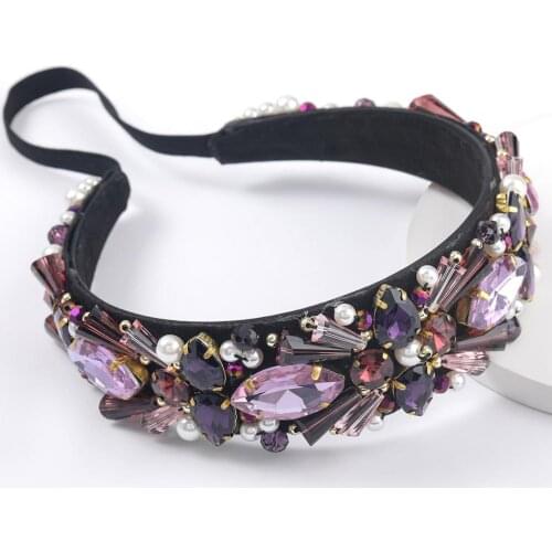 Velvet Headband Rhinestone Crystal Sponge Hairband Female Super Flash Luxury High-quality Retro Floral Headbands With Pearls New