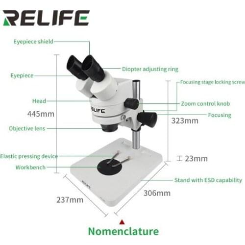 RELIFE RL-M2 Binocular Microscope 7-45 Times Inspection PCB 144 LED Light Source Repair Tool
