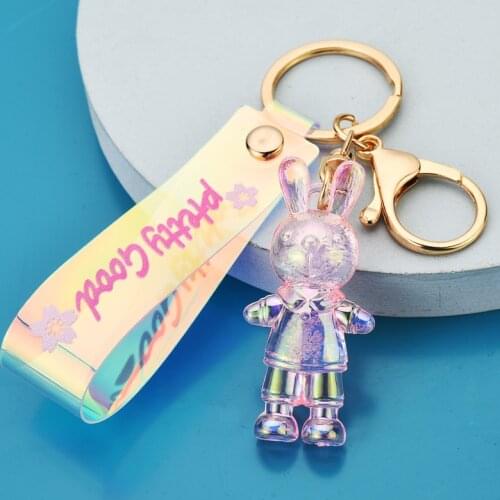 2021 Cute Rabbit Keychain Female Cute Cartoon Doll Car Bag Animal Pendant Couple Lover Girl Gift Kawaii Child Toy Accessories