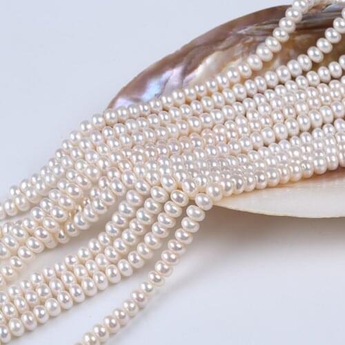 Superior Natural Freshwater Pearl White Grade AAA Button Shape Bead Strand For Jewelry Making