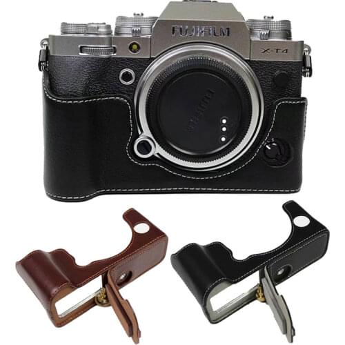 Genuine Leather Camera Bag Half Body Case For Fuji Fujifilm XT4 X-T4 Bottom Cover Protective Shell