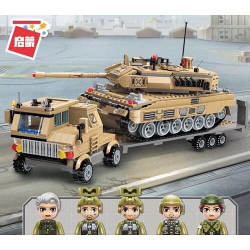 Enlightenment Brick Toy Boy Children Puzzle Assembly Tank Transport Armored Vehicle Model Send Gift 4-6y 7-12y