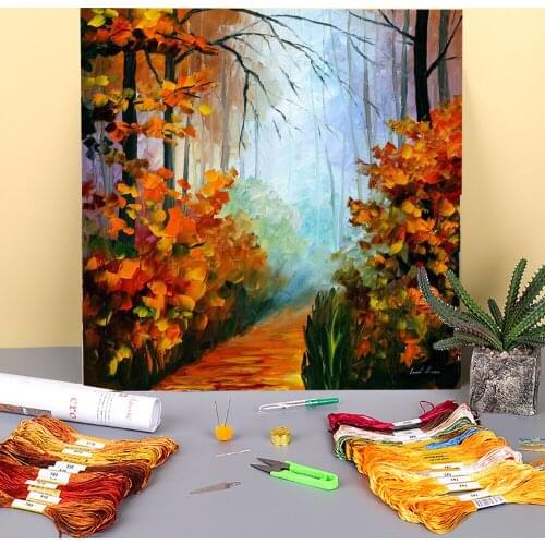 Foggy Morning Printed Fabric 11CT Cross Stitch Complete Kit DIY Embroidery DMC Threads Knitting Painting Handmade Magic