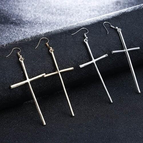 Ethnic Big Cross Long Earrings For Women Gold Color Drop Earrings Jewelry Dropshipping Bijoux Ethnique Femmes