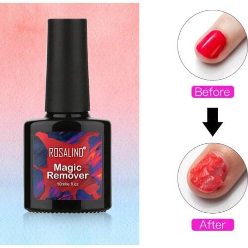 ROSALIND 10ml Nail Gel Polish Magic Remover For Manicure Fast Clean Within 2-3 MINS UV Gel Nail Polish Remove Base Top Coat