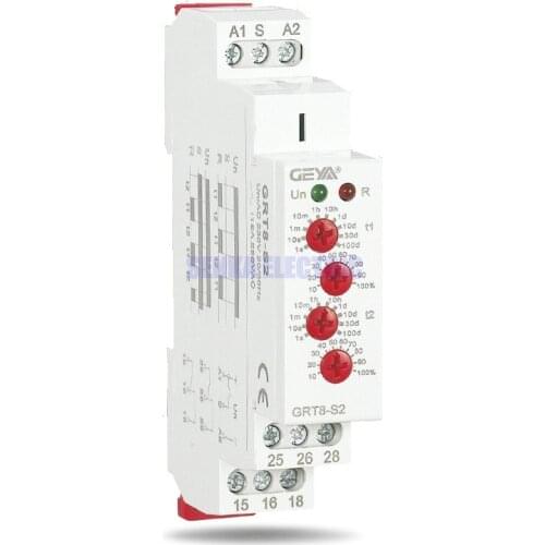 GRT8-S 4 Knobs Adjustable AC220V 16A AC/DC12V-240V Repeat Relay SPDT Timer Electric Protective Asymmetric Cycle Time Relay