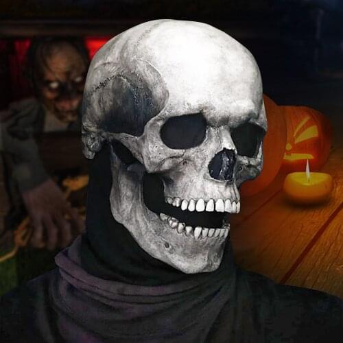 Halloween Horror Full Head Skull Mask Helmet Movable Jaw Adult Fashion Mask Scary Skull Christmas Carnival Party Cosplay Props