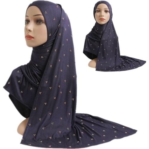 11Colors Hijab Muslim Women Wrapped Headscarf Soft Beading Scarf Hatmalaysia Female Elegant Headscarf Long Scavers Arab Shawls