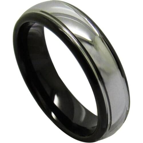 Vintage 6mm Width Black Rings for Men Tungsten Wedding Band Dome Band High Polished Silver Color Outside Free Engraving 6-13