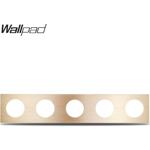 L6 DIY Quintuple 5 Frame Gold Panel Brushed Aluminum For Wall Switch Socket Metal Plate Free Combination, 430*86mm