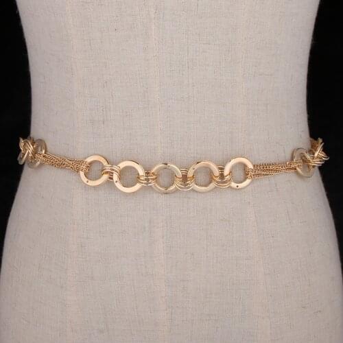 Metal Designer Luxury Waistband Gold Rings Chain Stretchy Strap Waist Womens Belt
