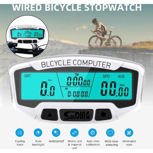 Vehemo Multifunction Bicycle Computer Wireless And Wired MTB Bike Cycling Odometer Stopwatch Speedometer Watch LED Digital Rate