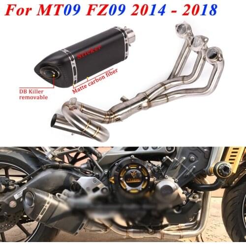 Motorcycle Modified Full System Exhaust Muffler For Yamaha MT09 FZ09 2014 - 2018 17 MT 09 Escape Set Header Front Mid Link Pipe