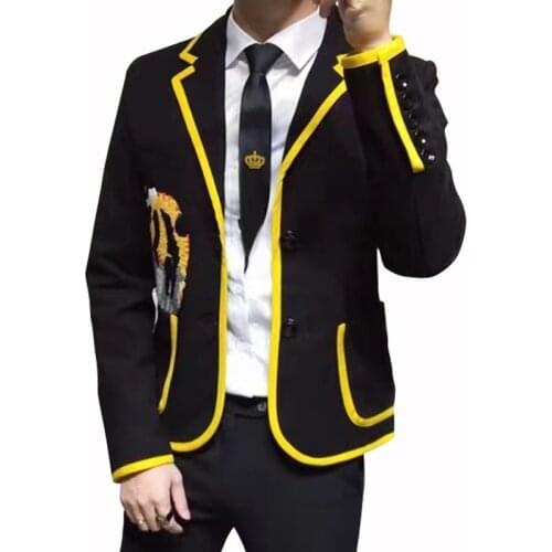 Leisure Men Blazer Time Self-cultivation Men Suit Tiger Head Coat Male Embroidery Trend Hip-hop Embroidery Jacket Tide