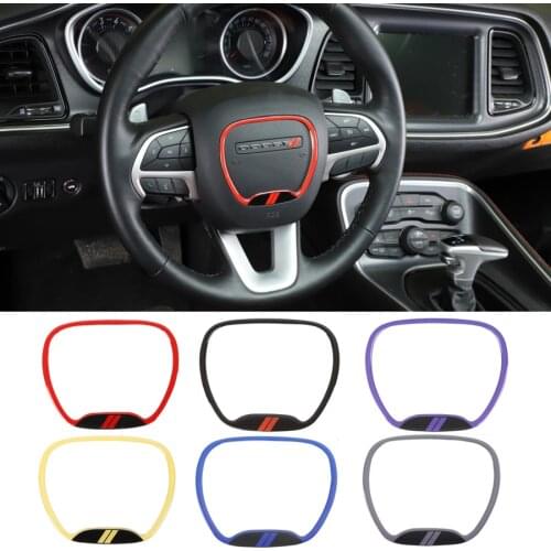 NHAUTP 1Pcs Car Decoration Sticker Steering Wheel Center Trim Ring For Dodge Challenger 2015+ For Dodge Charger 2015