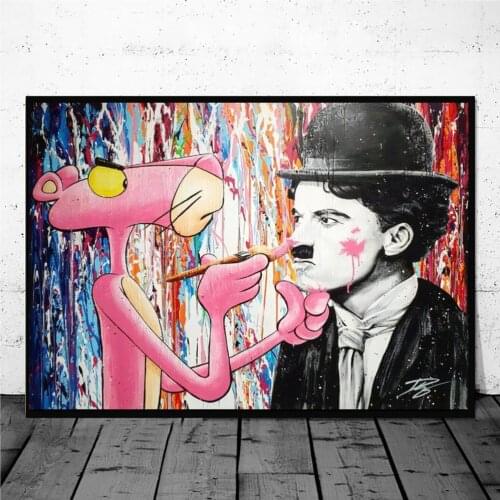 Pink Panther Street Art Canvas Paintings on the Wall Art Posters and Prints Abstract Canvas Graffiti Art Pictures Home Decor