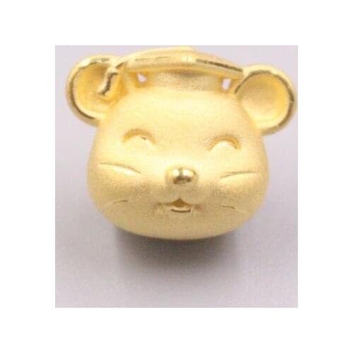 New Pure Solid 24K Yellow Gold Pendant 13x11mm Knowledgeable Doctor Mouse DIY Accessories Bead