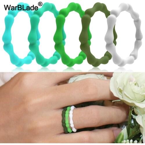 WarBLade 3mm Bamboo Shape Silicone Rings For Women Wedding Rubber Bands Hypoallergenic Crossfit Flexible Silicone Finger Ring