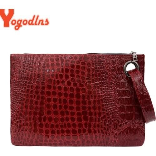Yogodlns Fashion Crocodile Grain Womens Clutch Bag PU Leather Women Envelope Bag Clutch Evening Bag Female Clutches Handbag