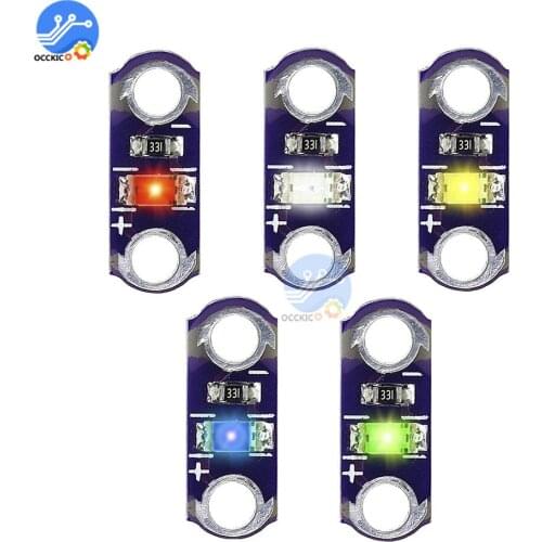 5pcs LilyPad LED Module Green/Red/Blue/White/Yellow Light Board for arduino Project DIY KIT