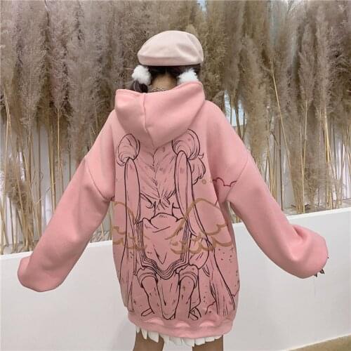 Kawaii cartoon hoodie streetwear ulzzang cartoon sweatshirts pullovers oversize hooded Hoodie Streetwear Harajuku Tops Girl