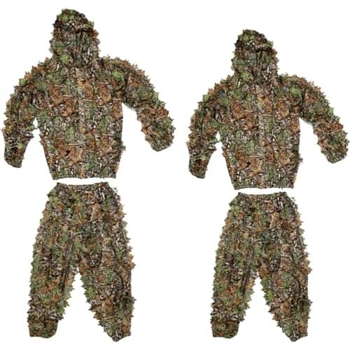 Outdoor Camo Suits Ghillie Suits 3D Leaves Woodland Camouflage Clothing Army