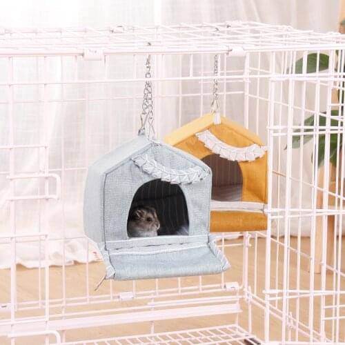 Universal Folding Small Pet Cage Mini Animal Hammock Hanging Villa House Bed Polyester Bird/Rodent/Guinea Pig/Rat/Hedgehog