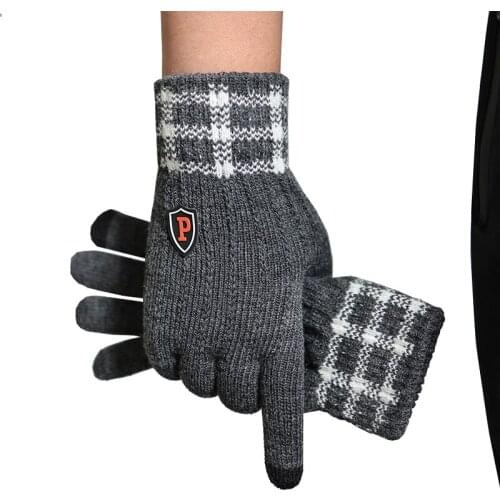 Bicycle Gloves Mens Winter Thickening Plus Velvet Knitted Plush Gloves Mountain Bike Outdoor Cycling Riding Warm Sports Gloves